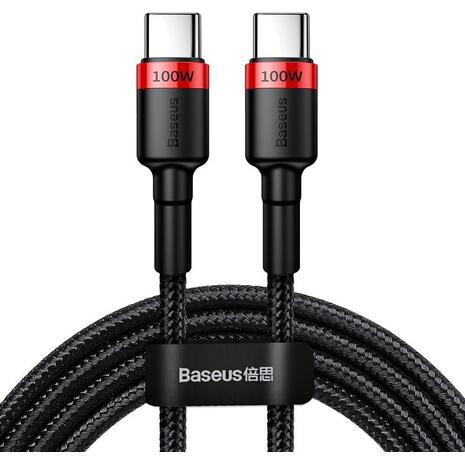 Καλώδιο Baseus Cafule Flash Charging Data Cable 100W USB-C to USB-C Black/Red 2m (CATKLF-AL91)