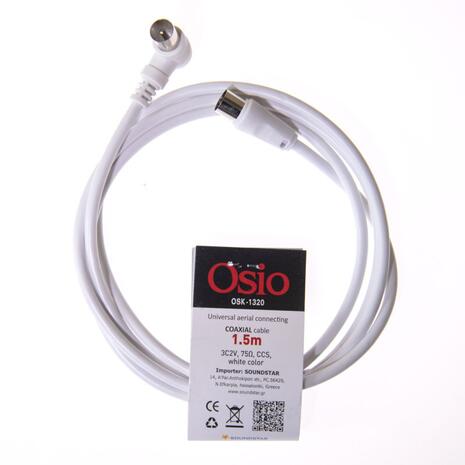 Καλώδιο TV Osio Coax M/F White 1.5m (OSK-1320)